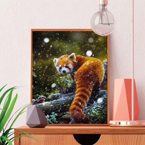 Full Square Round Diamond Painting Raccoon 5D DIY Diamond Embroidery Animal Mosaic Needlework Handicraft Home Decor