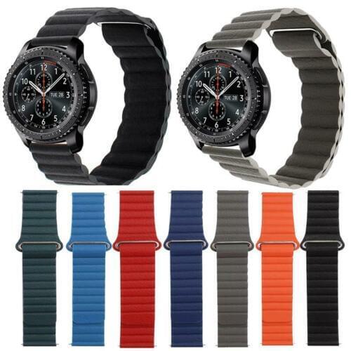 22mm 20 Genuine Leather Loop Magnetic Watch Band For Samsung Gear Sport S2 Classic S3 Frontier Active gt 2 Galaxy 40 44 42 46mm