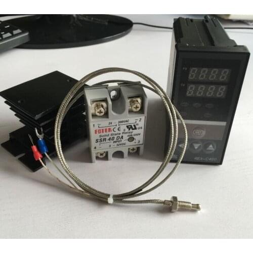 REX-C400 Dual Digital RKC display PID temperature controller REX-C400FK02-V*AN + 2M K thermocouple +SSR40DA+heat sink