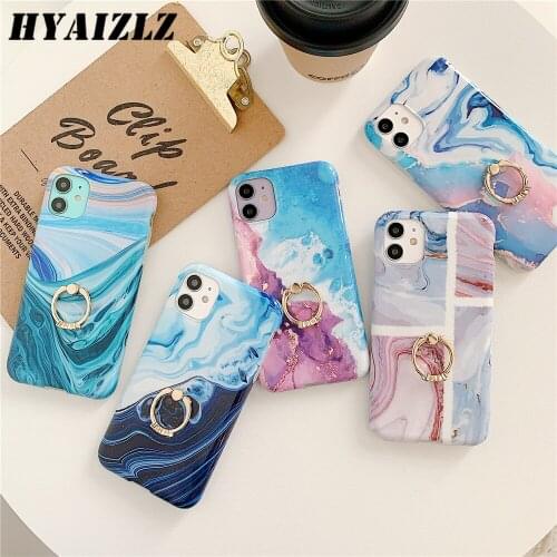 Luxury Marble Kickstand Case for iPhone 12 mini 11 Pro Max XR X XS SE 2020 7 8 Plus Soft IMD Glossy Back Cover Shockproof Funda