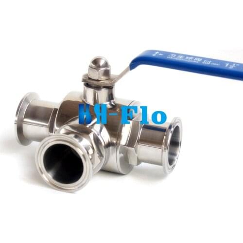 3/4" Ball valve 316L Stainless Three way Clamp Connection T Type Sanitary