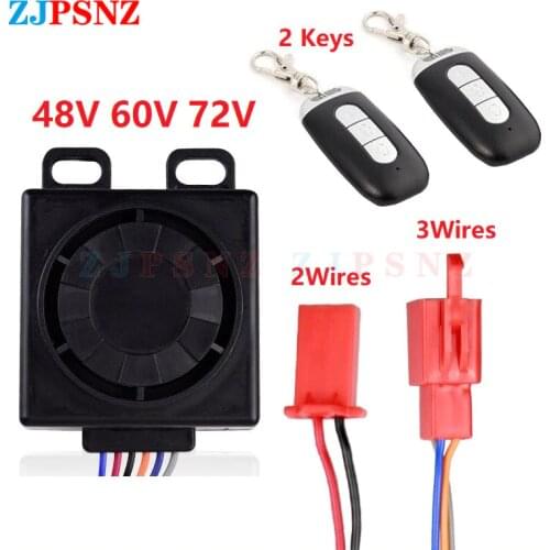 Ebike Alarm System 48V 60V 72V With Two Switches For Electric Bicycle Scooter Motorcycle Tricycle Ebike Brushless Controller