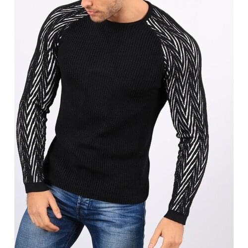 Mens Fashion Sweaters Pullover Slim Fit Knitted Sweatshirts Streetwear Casual Raglan Sleeves Soft Warm Socail Patchwork Clothes