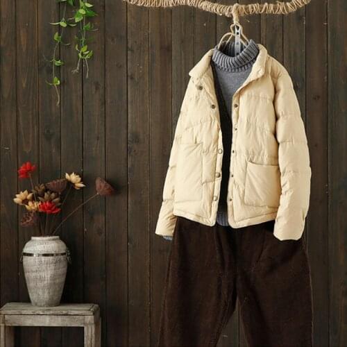 Trendy Winter Women Ultra Light Short Down Coat Casual Female Warm Single Breasted Pocket White Duck Down Jacekt Snow Outwear