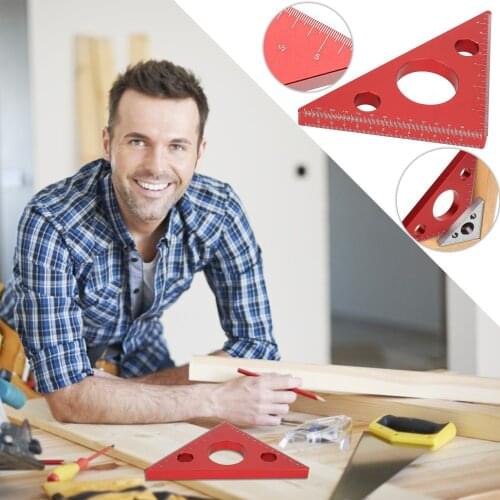Aluminum Alloy Triangle Ruler 45Degree Angle Ruler Carpentry Squares Precision Woodworking DIY Triangle Ruler Height Measur Tool