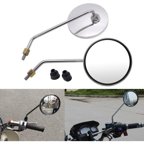 Universal Motorcycle Mirrors Aluminum Chrome Round Mirror Long Stem For Kawasaki KX 125 250 450 F 100 KLX 125 250 KDX 125 250