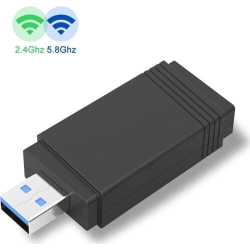 USB 3.0 Wi-fi 1200Mbps Adapter Dual Band 2.4Ghz/5.8Ghz Bluetooth 5.0/WiFi 2 in 1 Antenna Dongle MU-MIMO Adapter for PC Laptops