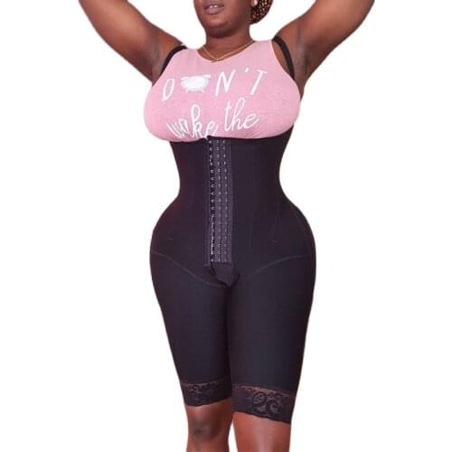 High Double Compression Tummy Control Shapewear Slimming Fajas Lace Sexy Body Shaper