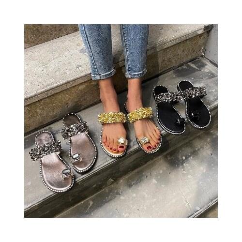 Women summer slippers fashion crystal flip flops casual women shoes ladies 2021 new plus size outdoor slippers
