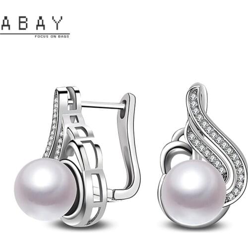 S925 Silver Pearl Earrings Women New Hot Selling Simple Design Temperament Elegant Inlaid Zircon High-grade Ear Button Wholesale
