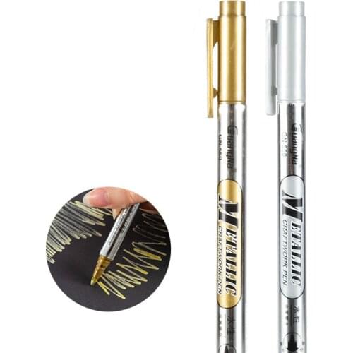 1Pc Metallic Marker Gold Silver Art Craft Maker Pens for Glass Metal Ceramic Plastic Writing Marking DIY Gift Card Album