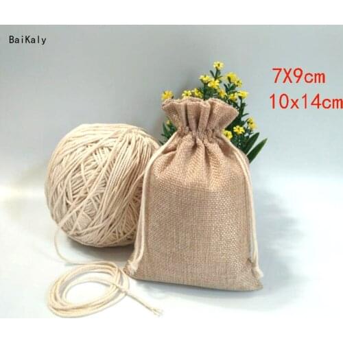 1pcs Christmas Burlap Hessian Gift Bags Wedding Party Favor Gift Packaging Bags Drawstring Burlap Jute Gift Bag Wedding supplies