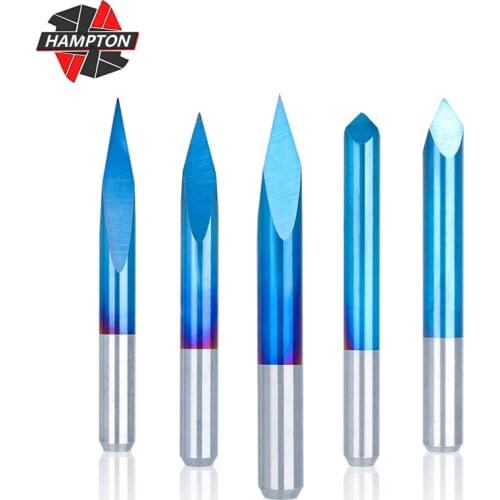 10pcs 3 Edge Pyramid Engraving Bits 3.175mm Shank 20-90 Degrees V Engraving Bits Nano Blue Coated V Carving Bits Milling Cutter