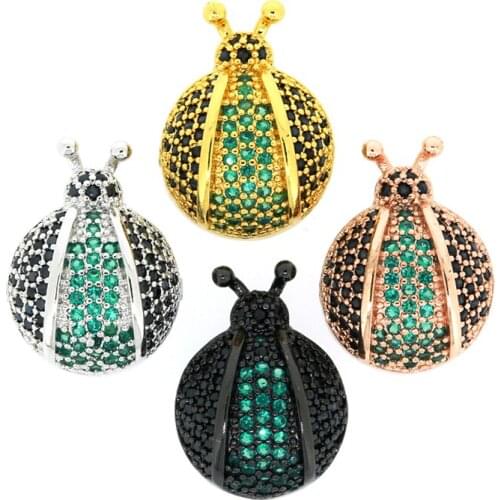 10pcs Necklace Bracelet Micro Pave CZ Crystal Beetle Connectors Gold Color Sliver Color Metal onnectors For Jewelry Making