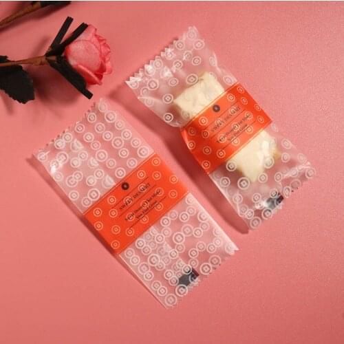 100pcs/lot Soft Nougat Wrapping Handmade Frosted Copper coins Orange Words Candy Homemade Wedding Party Sugar Bonbon Gift Bags