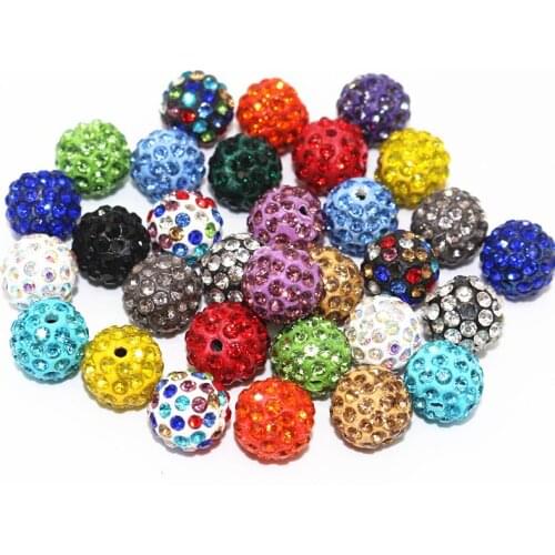 12mm Mixed Color DIY Rhinestone Crystal Beads Disco Ball for Fashion Bracelet Jewelry Making 100pcs/lot