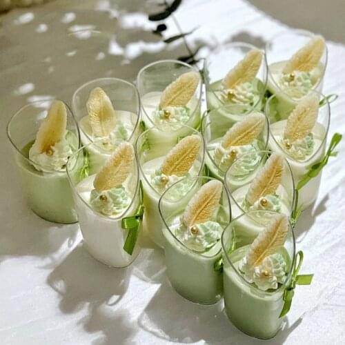 15/30/50PCS Mousse Dessert Oblique Cups Plastic Pudding cup Disposable Party Milk Tiramisu Birthday Wedding Ice Cream cup