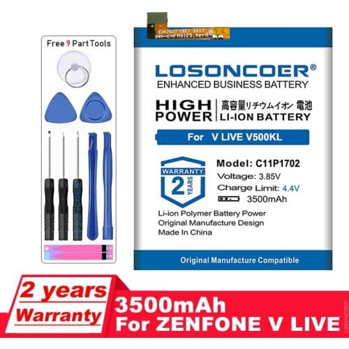 LOSONCOER 3500mAh C11P1702 Replacement Battery For Asus ZenFone V Live ZenFone V Live LTE A009 V500KL Smart Phone Batteries