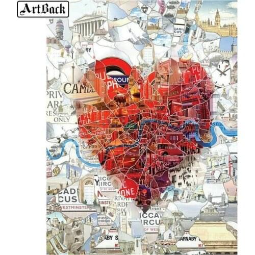 Diamond painting heart sticker full square diamond mosaic landscape crafts home decoration