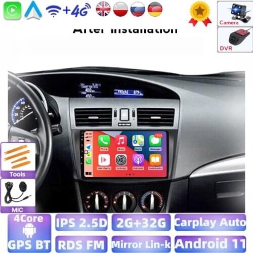 2.5D Screen Android IPS 4 Core Car Radio Multimedia Player For Mazda 3 Bk 2004 2005 2006 2007-2013 Mazda3 Navigation GPS 2din