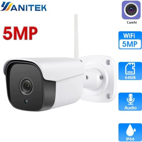 5MP 2MP H.265 Wireless Outdoor Bullet IP Camera CCTV AI Human Body Detection Alarm Audio 20M IR Two Way Audio Sound Alarm