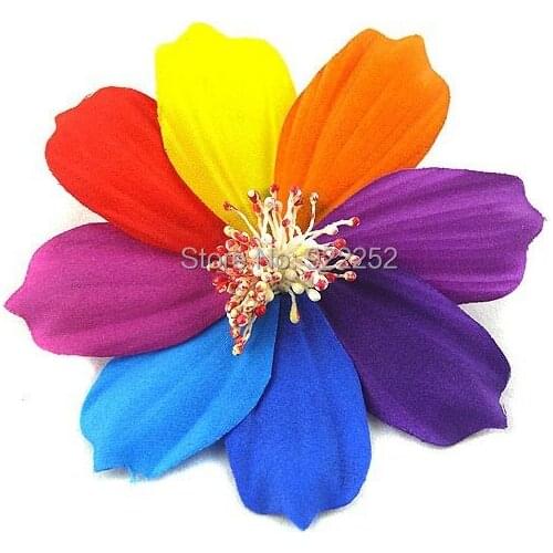 Large Colorful Artificial Fabric lucky Flower Heads With Pin,Elastic Cord,floral head wreath,Rose Brooch,Wedding Wrist Corsages