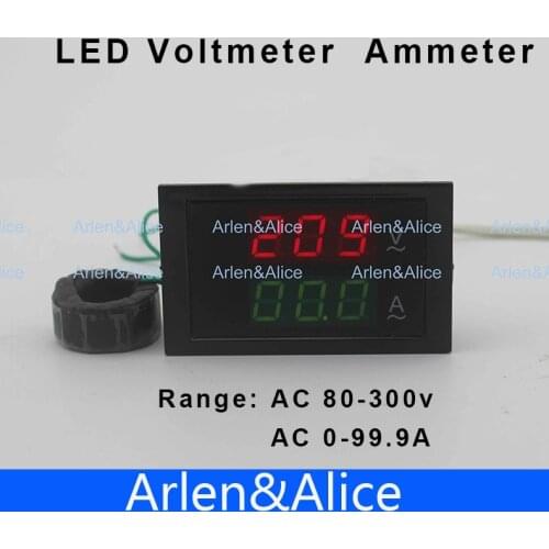 Dual LED display Voltage and current meter panel voltmeter ammeter range AC 80-300V 0-99.9A