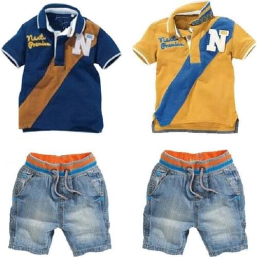 Casual Baby Boys Clothes Suits Children T-Shirt + Shorts Jeans 2-Pieces Clothing Sets Kids Tee Shirts Panties Boys Outfits