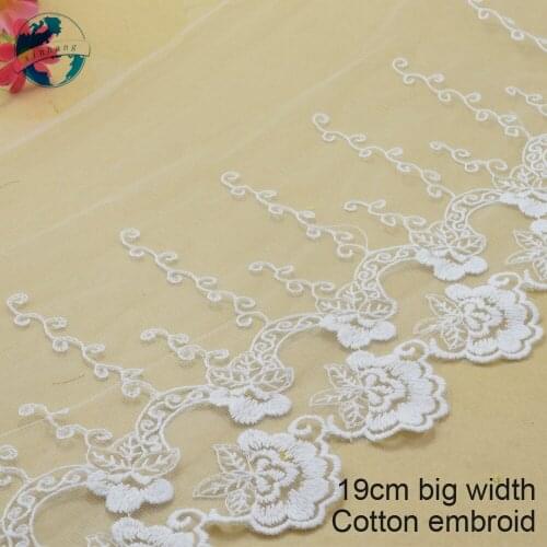 10yards 19cm Cotton embroid lace sewing ribbon guipure trim or fabric warp knitting DIY Garment Accessories free shipping#3277