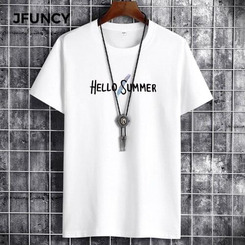 JFUNCY 2021 Man T-Shirt Summer Cotton Tops Loose Casual Short Sleeve Tshirt Fashion Handsome Printing T-Shirts Breathable Tee