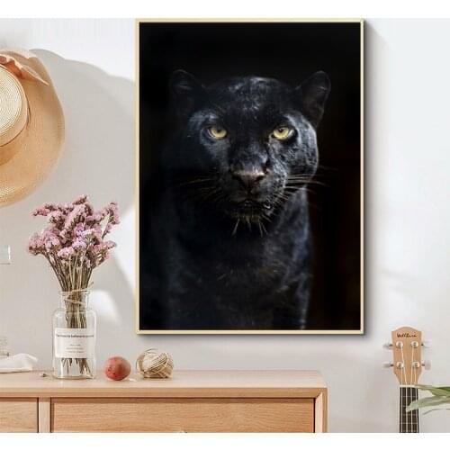 African Black Leopard Picture Animal Poster Wall Art Canvas Painting Prints For Living Room Home Decoration Cuadros No Frame