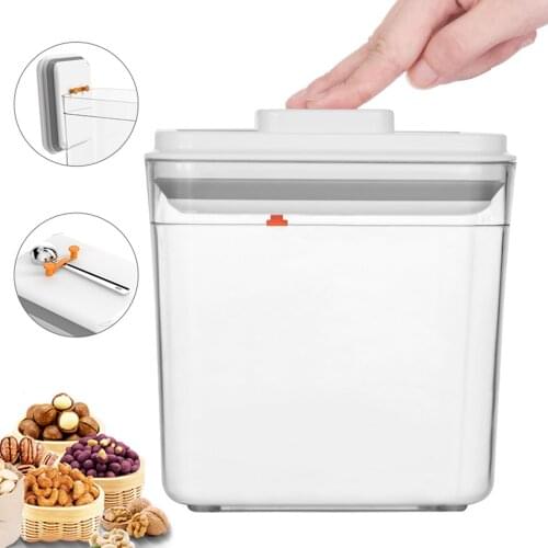 1000/1700/2300ml Food Sealed Boxes Press Button Grain Containers Storage Tank Bin for Cereal Flour Kitchen Baking Supplies Snack