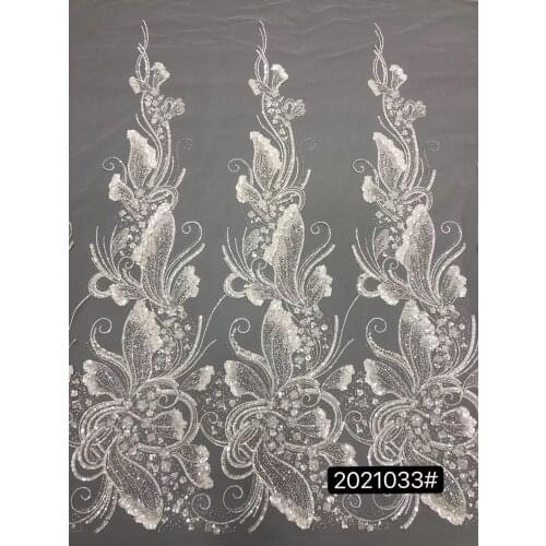 Sequin and beads lace fabric nigerian lace high quality African lace fabric bridal lace L-5288813 Nigerian tulle lace fabric