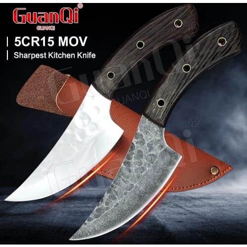 Hammered Chef Kitchen Knives BBQ Tools High Carbon Stainless Steel Wood Handle Boning Knife Chopping Butcher Meat Cleaver Knifes