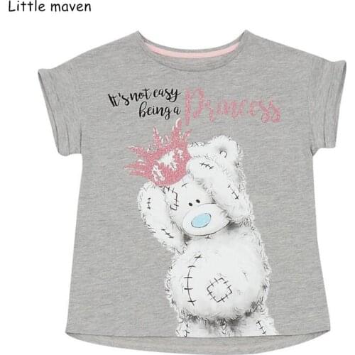 Little maven children clothes 2019 summer baby girls clothes short sleeve tee tops letter bear print Cotton brand t shirt 51339