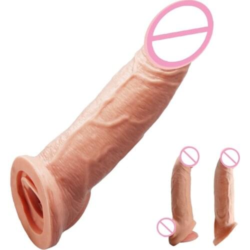 Reusable Penis Sleeve Extender Realistic Condom Silicone Extension Sex Toy for Men Cock Ring Enlarger Condom Sheath Delay New