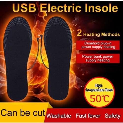Unisex Warmer EVA elastic fiber Soft Heated Insoles USB Electric Powered Heating Insoles For Outdoor Sports Shoes Boots Feet