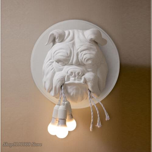 Nordic animal Dog wall lamp dining room study bedroom lamp creative designer KTV Bulldog wall light Home Decor Lighting fixtures