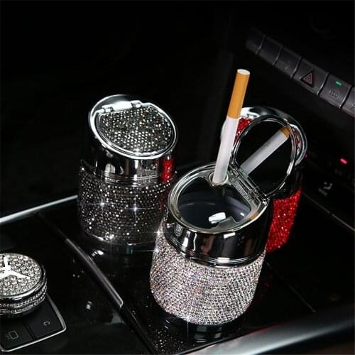New Universal Diamond Car Ashtray For Girl Women 6.5cm Crystal Rhinestone Ashtrays Car Interior Decor Accessories
