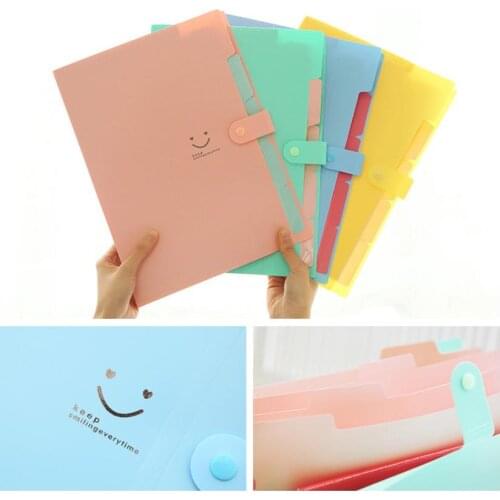 Expanding File Folders 5 Pockets Document Organizer A4 Letter Size Plastic File Folder with Labels Document Holder