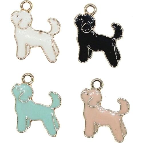 Cute Animal series Dog Enamel Charms 16*19mm Pendant For DIY Jewelry Earrings Bracelets Necklace Finding New