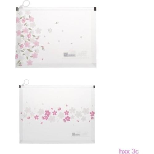 Cherry Blossom Clear Papers Student Supply Case Pouch A5 A4 Plastic Zipper Bag