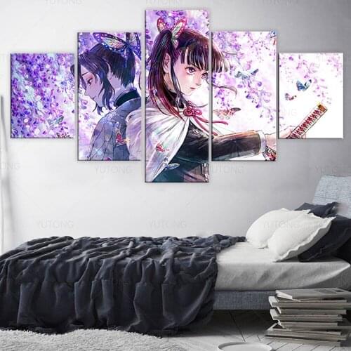 Frame Animation Art Painting Demon Slayer Kimetsu no Yaiba Kanao Tsuyuri and Shinobu Kochou HD Poster Wall Picture Room Decor
