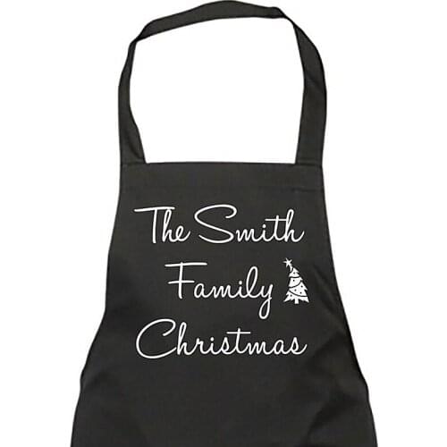Customized family Christmas roast apron,personalized chef name cooking memory black Apron Gift,creative Christmas holiday gifts