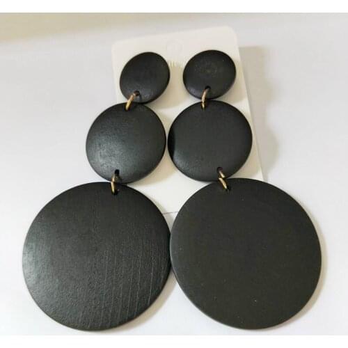 Earring Brown Wood Triple Layers Handmade Piercing Earrings Vintage Africa Wooden DIY Hiphop Rock Party Jewelry African Bijoux