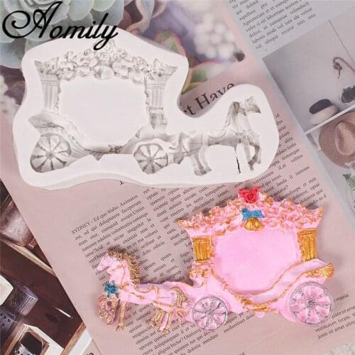 Aomily Pumpkin Carriage Patten Cake Silicone Mold Fondant Cake Decorating Tools Chocolate Candy Mold Baking Accessories Bakery