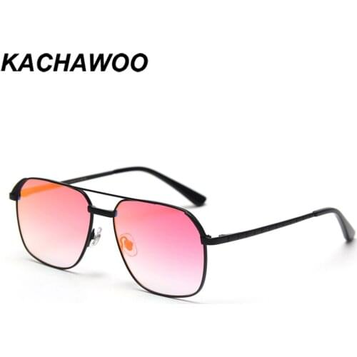Kachawoo red blue mirror rectangle sunglasses women fashion sun glasses for men metal big frame double bridge square Summer hot
