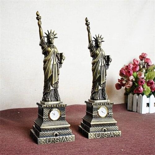 Creative Metal Crafts American Home Crafts Ornaments Statue of Liberty Model Ornaments with Clock