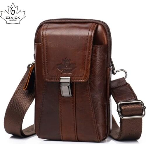 Genuine Leather Cowhide shoulder bag man bag waist pack Messenger Crossbody Fanny Waist Bag Wallet Pouch Hook Belt Buckle