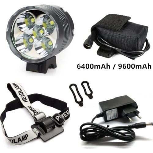 WasaFire 7000LM 5* XML T6 LED Bike Light Bicycle Head Lamp Cycling Headlight MTB Front Light + 18650 Battery Pack + 8.4V Charger